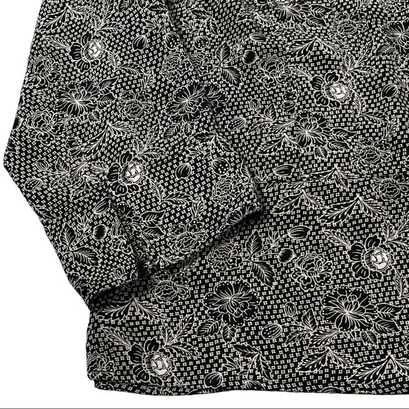 Sag Harbor Petite size small vintage black & white floral button down shirt EUC - Picture 7 of 13